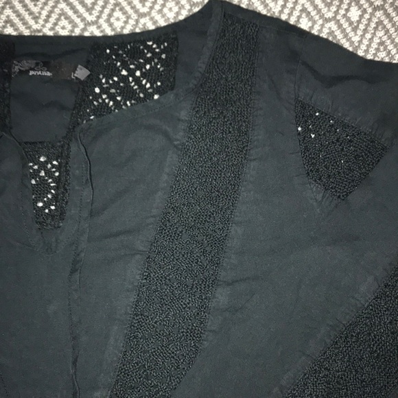 Prana Sofie Black Boho Crochet Peasant Top Large - Picture 6 of 8